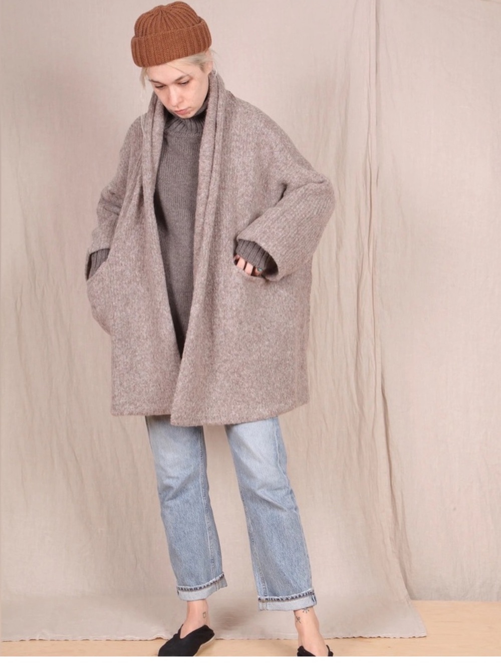 ATELIER DELPHINE Haori Oversized Supreme Alpaca Cardigan Coat Deer Size M / L